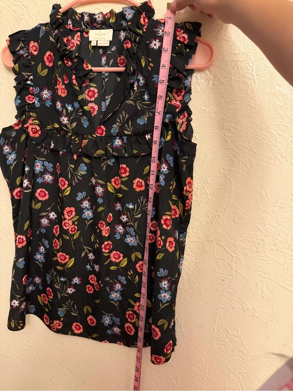 Kate Spade Floral Ruffle Wild Ones Meadow Yoke Top Sleeveless Blouse Tank Top